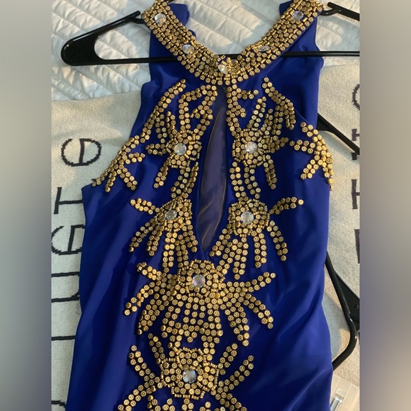Beaded design midi Dress (Royal Blue ) - Picture 3 of 3